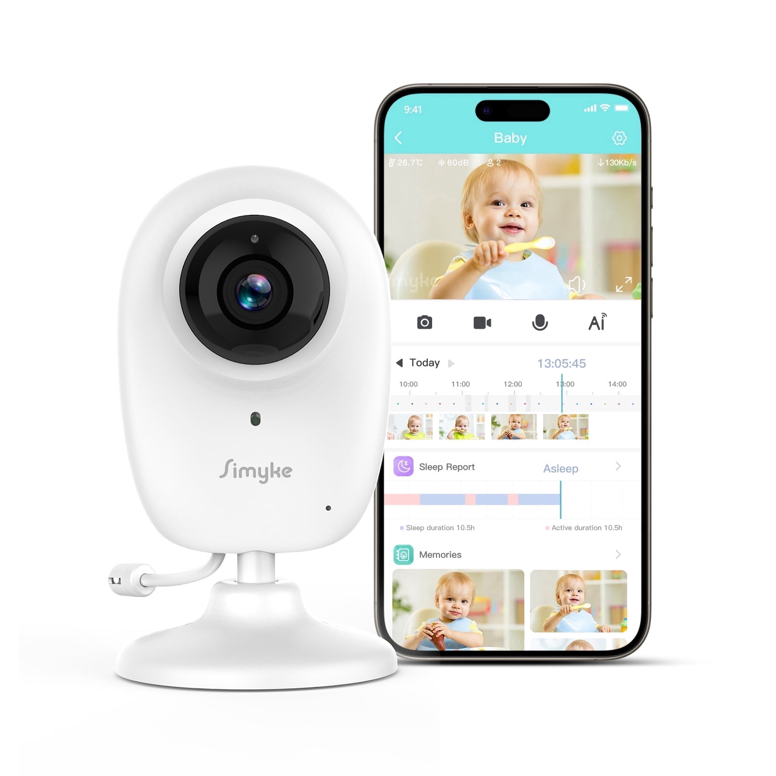 Smart Video Baby Monitor,1080P Baby Room Camera, APP Control,WiFi On/Off Switch,AI Detection, Cry Monitor and Lullabies, HD Night Vision, Two-Way Audio, Cloud & SD Card Storage