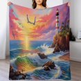 thumbnail image 4 of Ocean Lighthouse Soft Cozy Warm, Lightweight And Plush Flannel Throw Blankets - Perfect for Couch, Bed, Travel, 4 of 8
