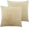 thumbnail image 1 of NTBAY 2 Pack Velvet Throw Pillow Cover, Soft Decorative Square Pillowcase, Cushion Cover with Hidden Zipper, 22"x22", Khaki, 1 of 5