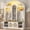 White, variant on Arched Top Entryway Storage Cabinet with Built-in LED Light, Multi-Purpose MDF Hall Tree with Garment Hooks, Shoe Shelves and Closed Storage Doors for Foyer Decor