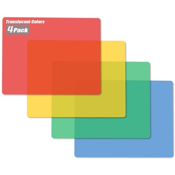 Fotouzy Tablas de cortar de plástico flexible para cocina, 4 tapetes de corte de colores translúcidos, 15 x 12 pulgadas, sin BPA, no porosas y aptas para lavavajillas, juego de 4