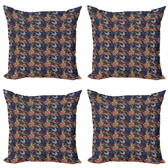 Ambesonne Birds Throw Pillow Cover 4 Pack, Mythical Rising Phoenix Bird, 18", Multicolor