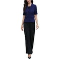 thumbnail image 2 of Short Sleeve Blazer for Women Summer Button Business Casual Office Work Suit Jacket XS Dark Blue, 2 of 6