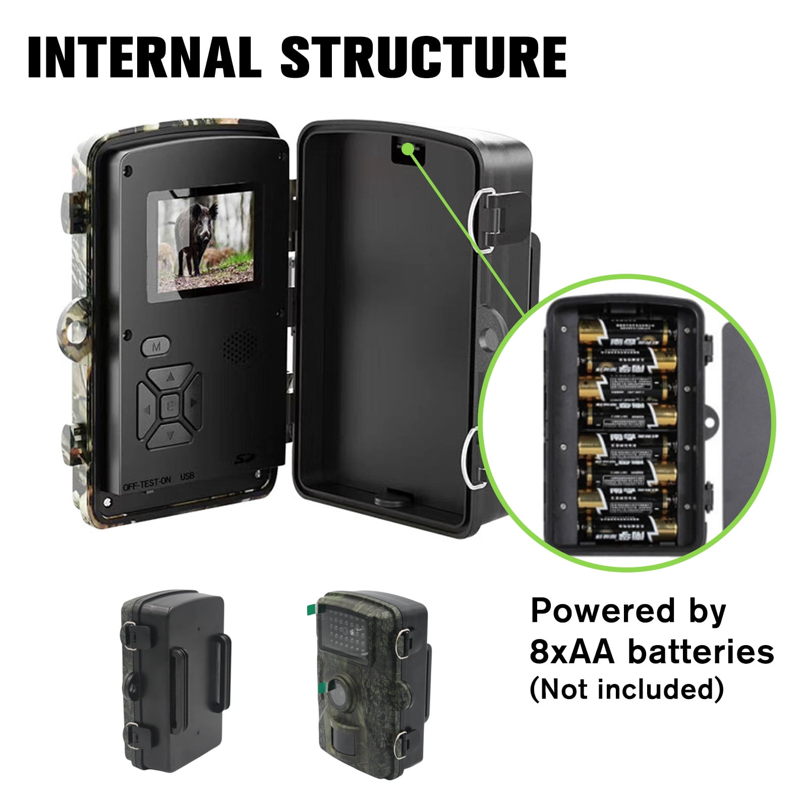 Teblint Trail Camera, 2.5K 16MP Game Camera with Night Vision, IP66 Waterproof Motion Activated 2.0”HD TFT Screen for Wildlife Monitoring Outdoor Hunting