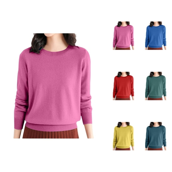 Women's Clothing Long Sleeve Pullover Knit Sweaters Business Casual Office Women's Casual Loose Fit Knitted Pullover Sweater Low Cut Round Neck Lightweight Top For Fall Winter