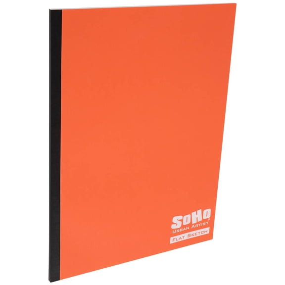 SoHo Urban Artist Tape Bound Lay Flat Sketch Book, Salmon Cover, 9x12" 30 Sheets, Smooth Mixed Media Sketchbook, 71lb. (106 gsm) Paper Travel Art Journal, Customizable Soft Cover