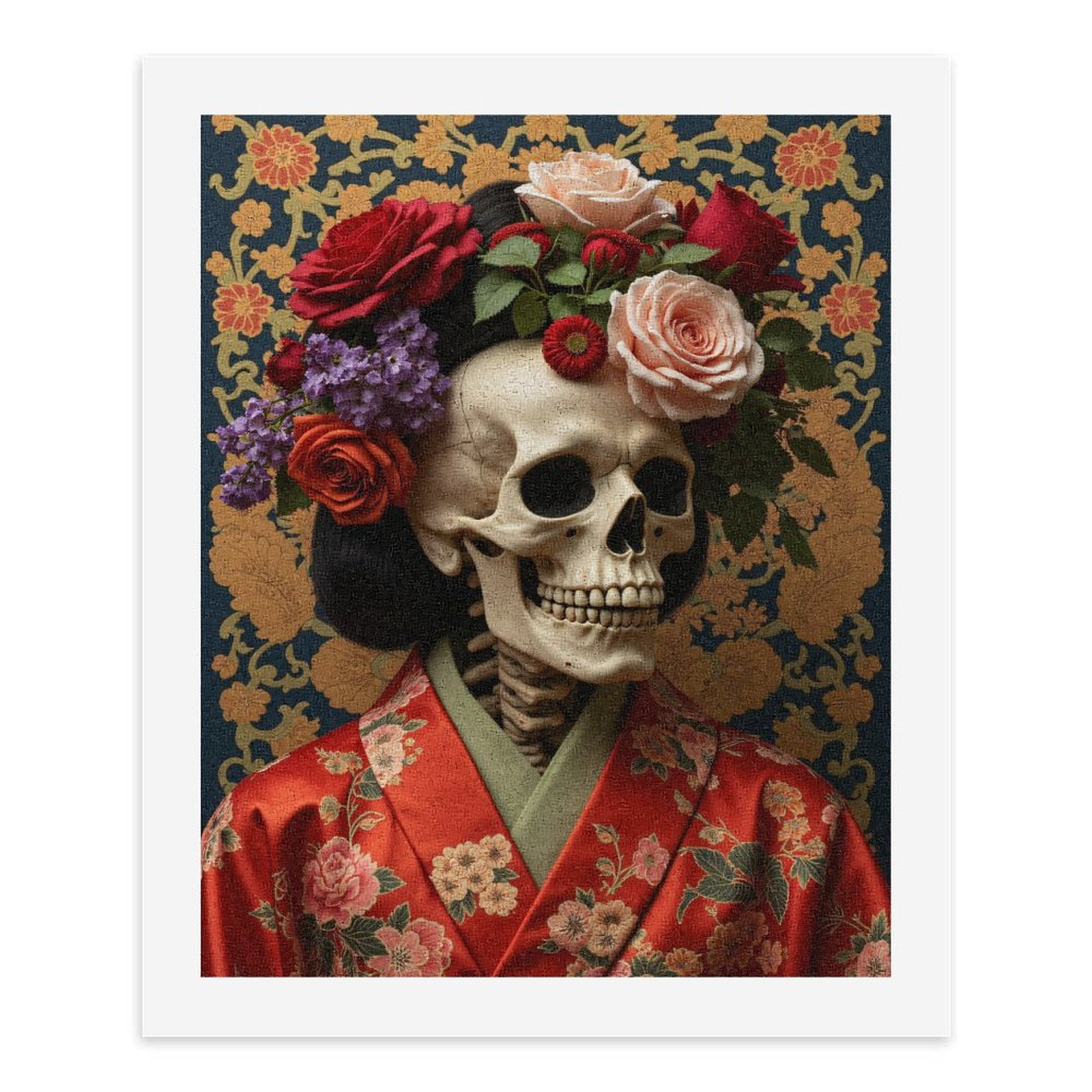 Paint By Numbers Kit for Adults Beginner - DIY Skeleton Floral Kimono Art Canvas Painting Kits for Adults, Frameless Paint By Number for Adults for Home Wall Decor 16x20 Inch