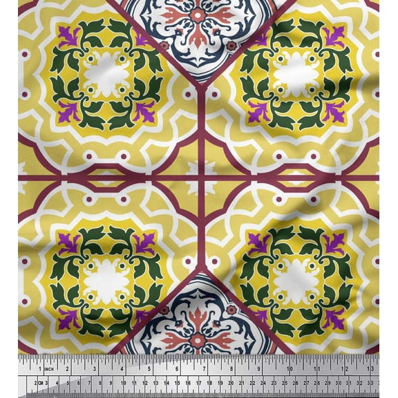 Soimoi Velvet Fabric Tiles Moroccan Decor Fabric Printed Yard 58 Inch Wide