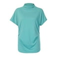 thumbnail image 4 of Blouse Décontractée en Coton à Manches Courtes Col Roulé pour Femmes, T-shirt Grande Taille, 4 of 5