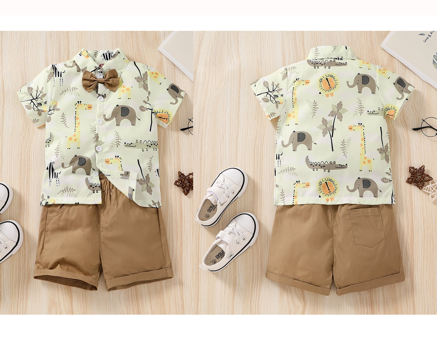 100% Cotton 2pcs Baby Boy Letter Print Patch Detail Short-sleeve T-shirt and Shorts Set