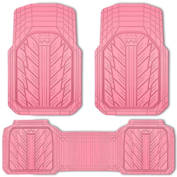 CAR GRAND Heavy Rubber Car Floor Mats, Deep Waterproof Car Mats All Weather, Universal Trim-to Fit Automotive Floor Mats for Car SUV Truck Van, Durable Floor Liners All Pink
