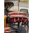 thumbnail image 4 of Outdoor Tablecloth with Umbrella Hole and Zipper, Red Truck Christmas Square Table Cloth 54x54 Inch Waterproof Tablecloth, Plaid Xmas Tree Snowflake Vintage Picnic Table Cover for Patio Camping, 4 of 7