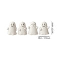 thumbnail image 2 of 4pcs Mini White Ghost Figurines, Resin Halloween Ghost Statues with Four Playful Expressions, Small Tabletop Decorations for Tiered Tray, Shelf, Mantel, Desk and Spooky Party Display, White, 2 of 6
