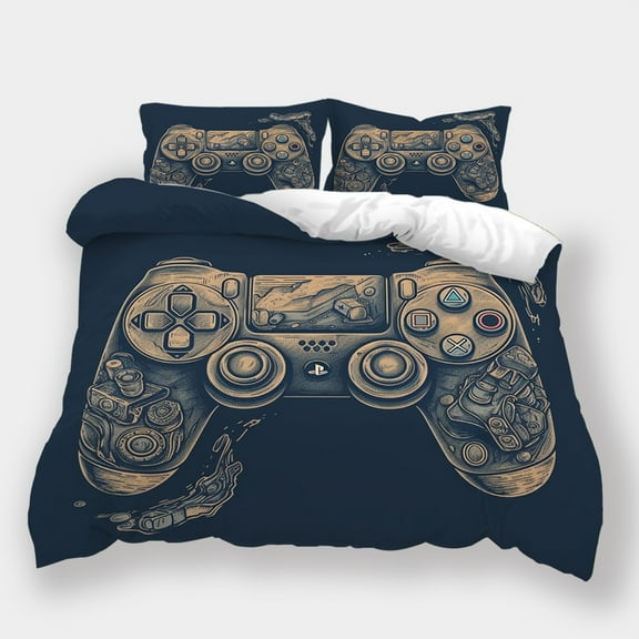 Home Textiles Fashion Bedding Set Children Cartoon Game Handle Printing Duvet Cover Pillowcase,King (90"x104")