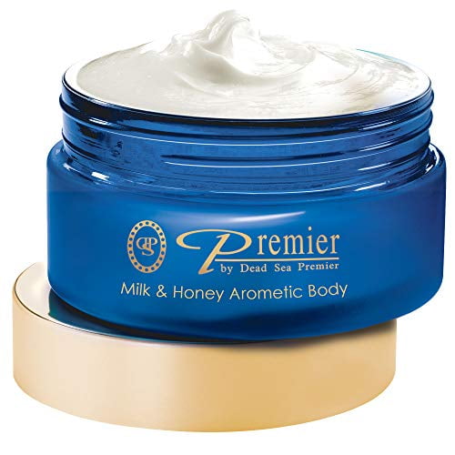 Premier Dead Sea Aromatic Body Butter- Milk and Honey, anti aging skin care, moisturizer, hydrating shea butter, stretch mark cream, firming, age spots, neck & Décolleté, lightweight & silky