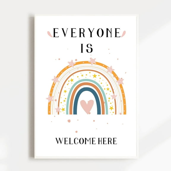 Everyone Is Welcome Here Sign,Counselor Office Decor,Social Worker Art,Therapy Counseling Office Decor,Equality Print,Diversity Posters, Dining Room Decor, Art Decor, Frameless 20x30inch