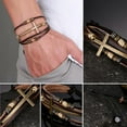 thumbnail image 2 of Retro Faux Leather Cross Bracelet Bangle Women Men Jewelry Adjustable Rope Chain, 2 of 6