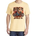 thumbnail image 2 of Wild Bobby, Ride It Stole It Biker, Cars and Trucks, Garment-Dyed Washed Look Short Sleeve Tee, Banana, Small, 2 of 5
