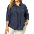 thumbnail image 1 of BluCasual ManLarCamiCon Botones Trabajo Top TalGrande PaMujer Azul Marino 3XL, 1 of 6
