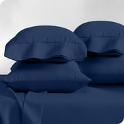 Bare Home Pillowcase Set - Premium 1800 Collection - Double Brushed - Ultra Soft - Standard Size, Dark Blue, 4 Count