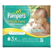Pampers Thick Care Baby Wipes Refills, 3 Pack, 216 Sheets