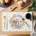 thumbnail image 2 of Easter Cute Rabbits Placemats Set of 4, Colorful Eggs Pink Blue Flowers Green Pot Placemats for Dining Table, Place Mats for Kitchen Tabletop, Waterproof Wipeable Dining Table Mats Set, 2 of 9