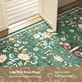 thumbnail image 4 of Washable Area Rug for Living Room, NovDeco 4'x6' Non-Slip Vintage Boho Emerald Green Indoor Rug, Low Pile Stain Resistant Carpet for Bedroom Nursery, 4 of 11