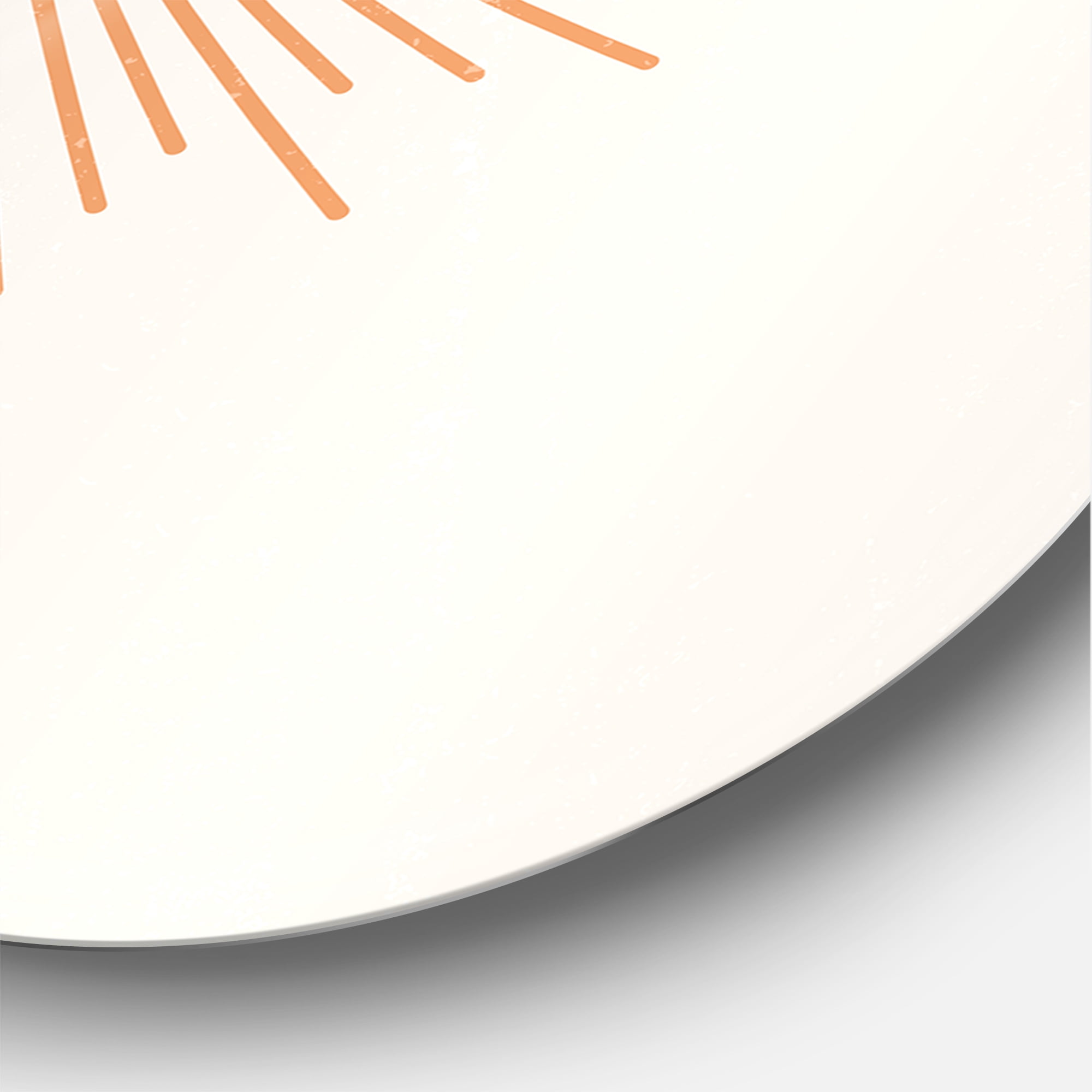Designart 'Minimal Bright Shining Orange Sun Rays III' Modern Circle Metal Wall Art 11x11 - Disc of 11