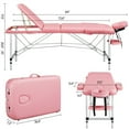 thumbnail image 4 of Topeakmart 3-Fold Adjustable Foldable Aluminum Massage Bed with Backrest/Headrest, Pink, 4 of 14