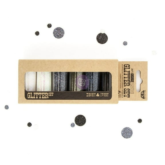 PRIMA MARKETING INC Art Ingredients - Glitter Set - Ebony & Ivory 7g bottle set of 6 UPC 655350961602