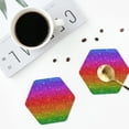thumbnail image 5 of Balery 4 Pcs Rainbow Glitterleather Coasters Set, Drink Table Cup Coasters For Living Room Kitchen Coffee Decor, 5 of 9