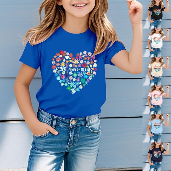Autism Awareness Shirt Kids Autism Acceptance Shirts Boys Girls Funny Inspirational Saying Puzzle Piece Graphic Tops