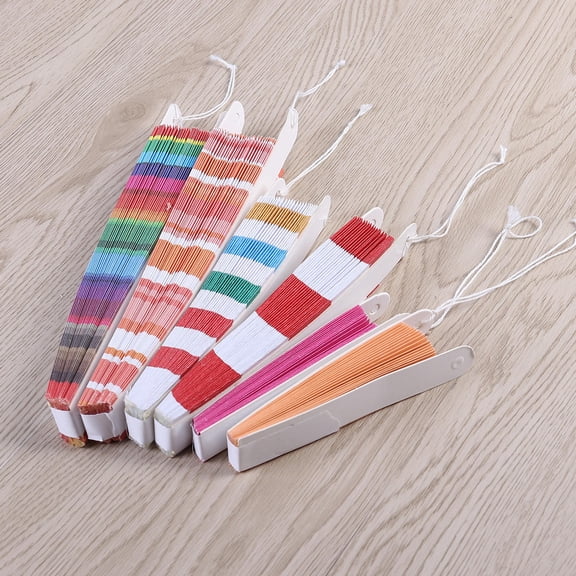 HINTRMENT 6Pcs Tissue Paper Fan Decoration Rainbow Style Home Birthday 10.8*3.7*0.8in