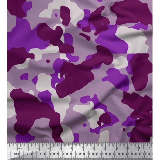 Soimoi Japan Crepe Satin Fabric Two Tone With White Camouflage Printed Fabric 1 Yard 42 Inch Wide