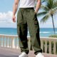 thumbnail image 4 of Ceisia Men's Spring Summer Solid Color Gift Workwear Pants - Straight Leg Tether Waist Zipper Button Pocket Casual Pants, 4 of 9