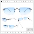 thumbnail image 2 of Bevel Lens Rimless Hustler Retro Gangster Rapper Rectangle Luxury Sunglasses Silver - Blue, 2 of 8