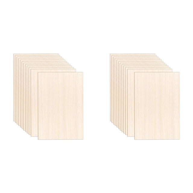 Paquete de 24 Hojas de Madera Contrachapada Fina de 12 X 8 X 1/13 Pulgadas, Tableros Cuadrados de Madera Sin Terminar, Hojas de Madera de Balsa para Manualidades