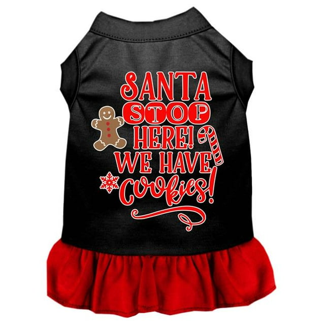 Mirage Pet 58-419 BKRDXS Santa&44; Nous Avons des Cookies Sérigraphie Robe de Chien&44; Noir avec Rouge - Extra Petit