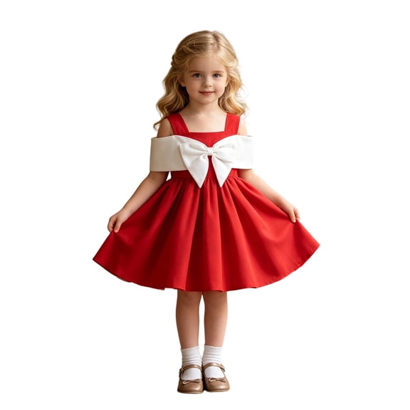 WERYOUNG Toddler Girls Dresses Sleeveless Crewneck Patchwork Bowknot Dress Holiday Dance Party Dresses Trendy 9-12 Months