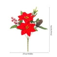thumbnail image 3 of Christmas Artificial Poinsettia Bouquet with Red Berry for Vase Fillers, Home Holiday Bush, Indoor Floral, Cemetery Flowers, Centerpieces, 3 of 6