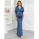 thumbnail image 5 of Vestido largo de maternidad AISWI Maxi con faja de flores azul mediano, 5 of 6
