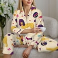 thumbnail image 6 of Pajama Sets for Women 2 Pcs, Cute Poodle Dog Funny Bones Button Down Long Sleeve Sleepwear Lounge PJ Sets, 6 of 6