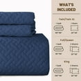 thumbnail image 2 of VCCOEM Quilt Set Full/Queen Size Lightweight Bedspreads, All Season Coverlet, 3 Piece (1 Quilt, 2 Pillow Shams), Woven Pattern, Navy Blue, 2 of 10