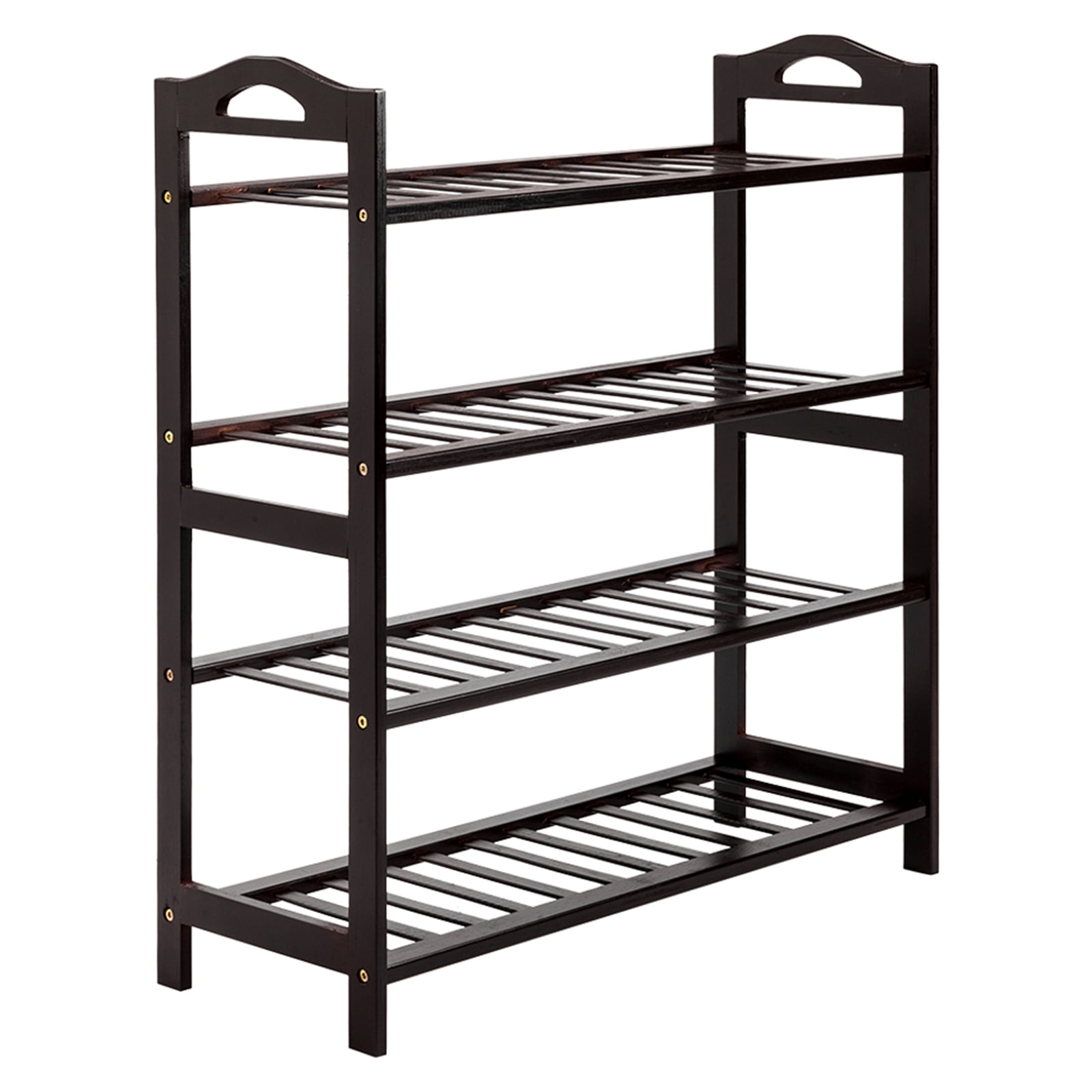 Small Shoe Rack, Entryway Shoe Rack with 4 Tier Storage, Coffee Bambbo