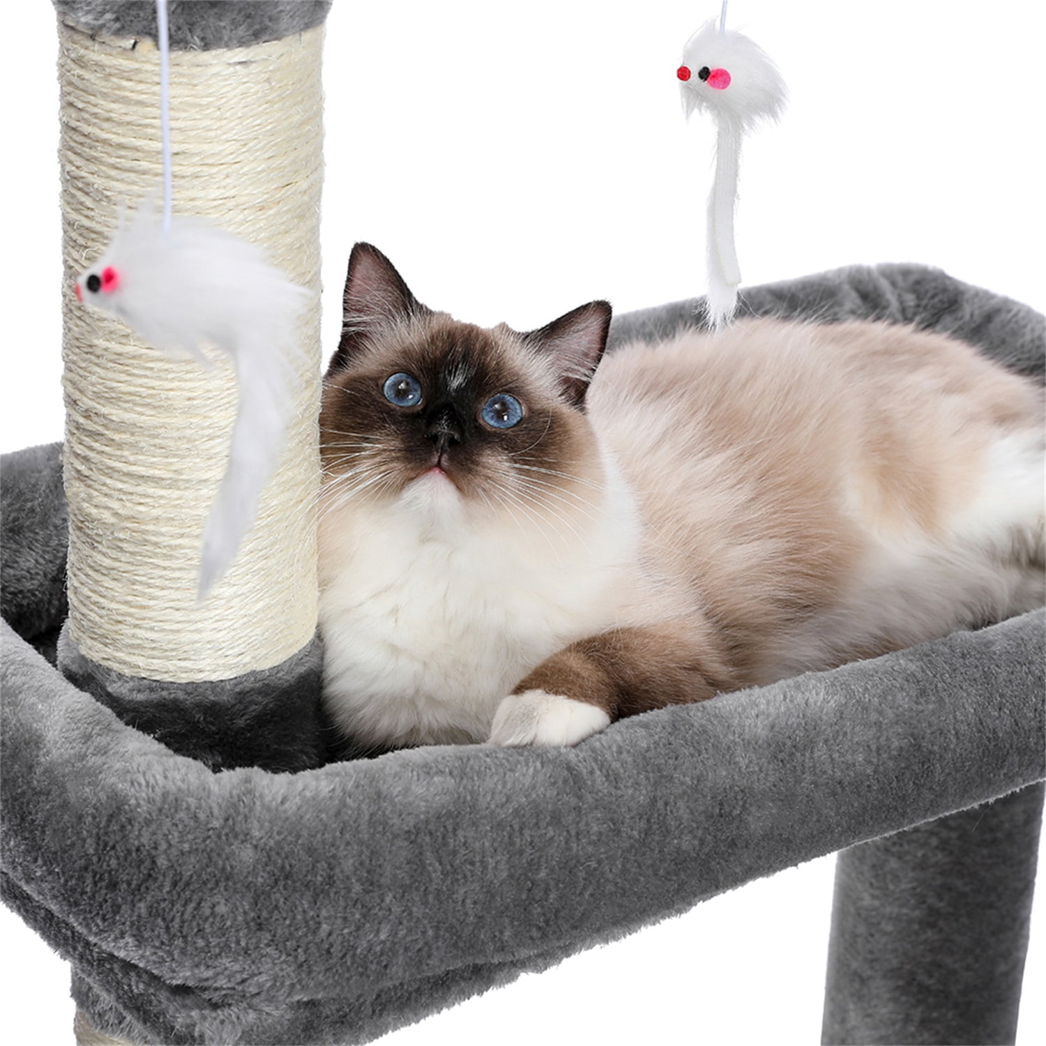 Pefilos Cat Tree for Indoor Cats Large with Scratching Post and Hanging Bed Cat Condo for Multiple Cats, Cat Tree Tower for Outdoor, Gray Pefilos Cat Tree for Indoor Cats Large with Scratching Post and Hanging Bed Cat Condo for Multiple Cats, Cat Tree Tower for Outdoor, Gray