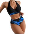 thumbnail image 2 of Gibobby Conjunto de Bikini para Mujer Traje de baño Bikini de triángulo dividido para mujer Conjunto de traje de baño de color sólido estampado(Azul,XL), 2 of 5