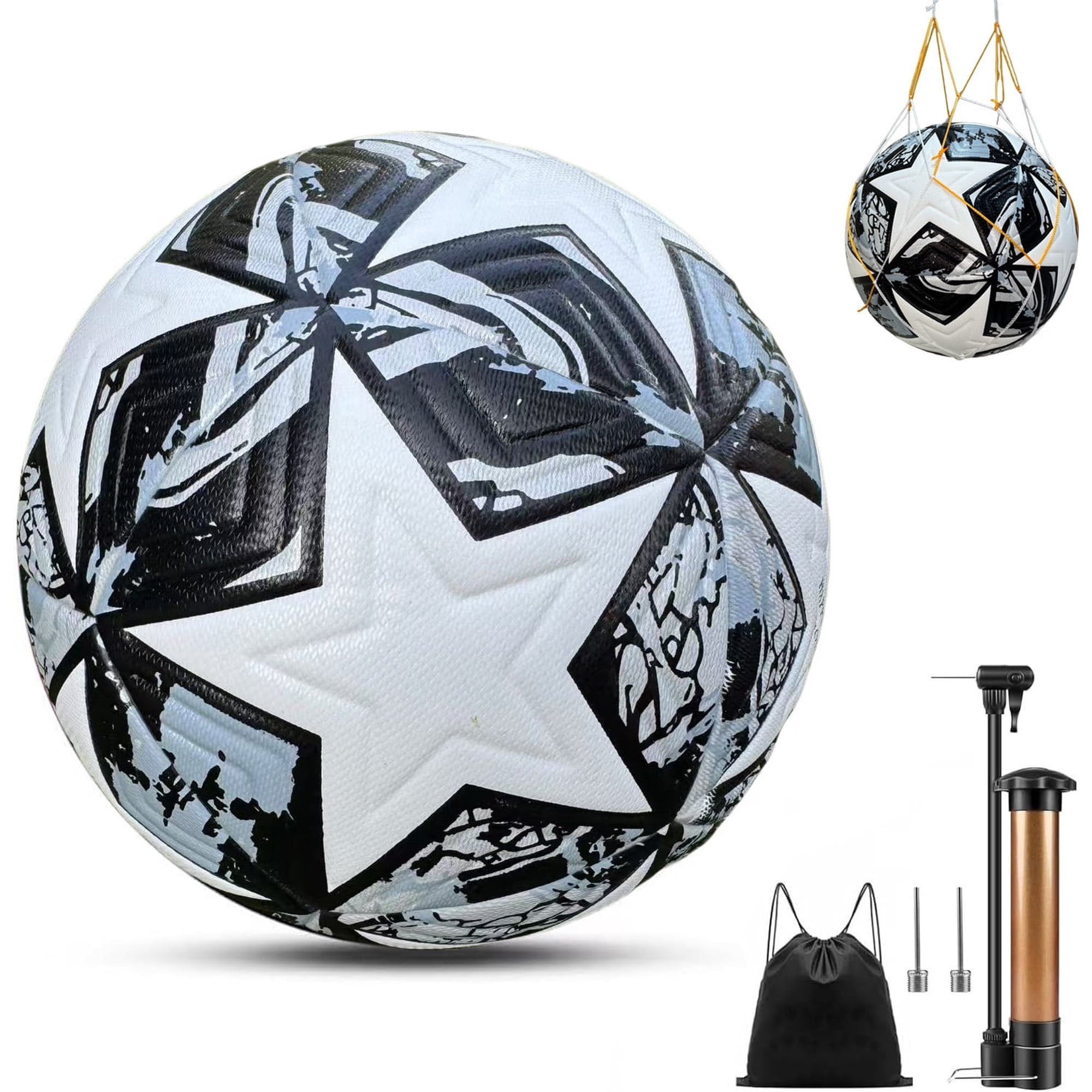 League Soccer Ball Size 5 Football Official Match Ball Fans Memorabilia Soccer Ball Birthday Present Thermal Bonding Technology, PU Leather Material with Pump & Needles