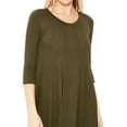 thumbnail image 4 of Women's Casual Loose Fit 3/4 Sleeve Round Neck Jersey Knit A-Line Comfy Solid Midi Dress, 4 of 4
