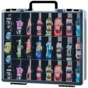 Fullcase Toys Car Organizer Storage Container, Double Sided Carrying Box Holds 48 Compartments (Box Only) Black