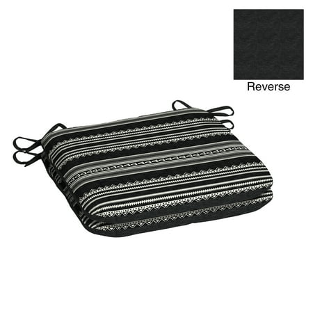 Global Stripe - Mainstays Black Global Stripe 15.5 x 17 in. Outdoor Universal Seat Pad, Set of 2
